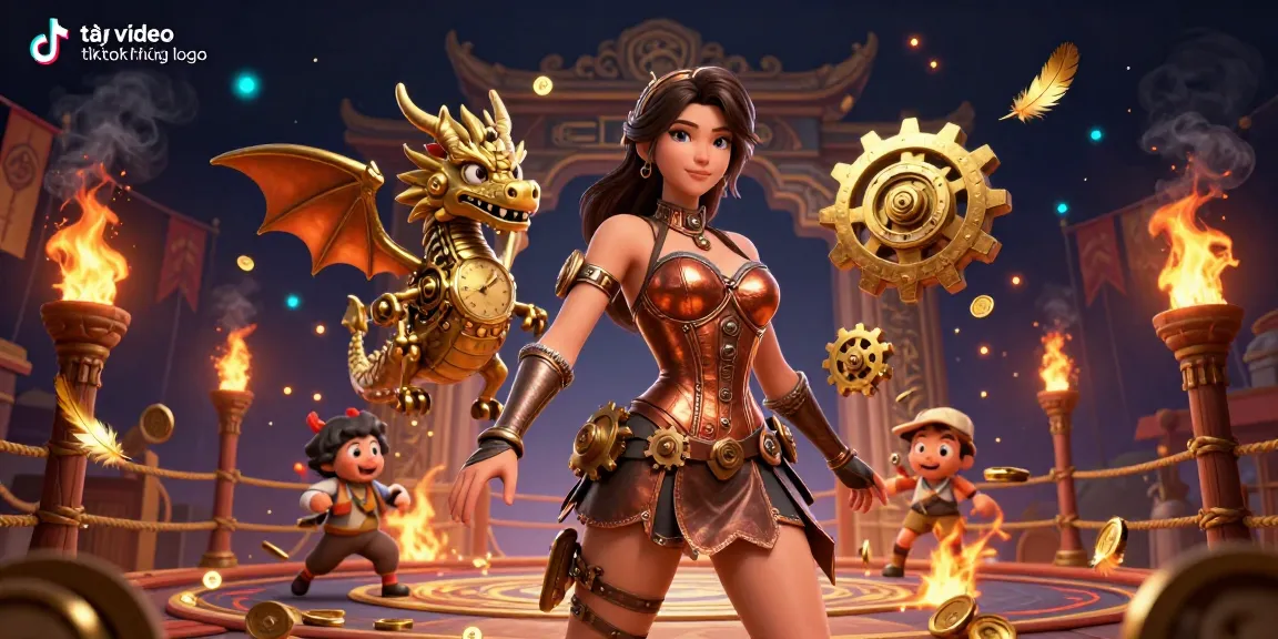 Engage with tải video tiktok không logo feature in a vibrant 3D gambling scene rich with golden elements.
