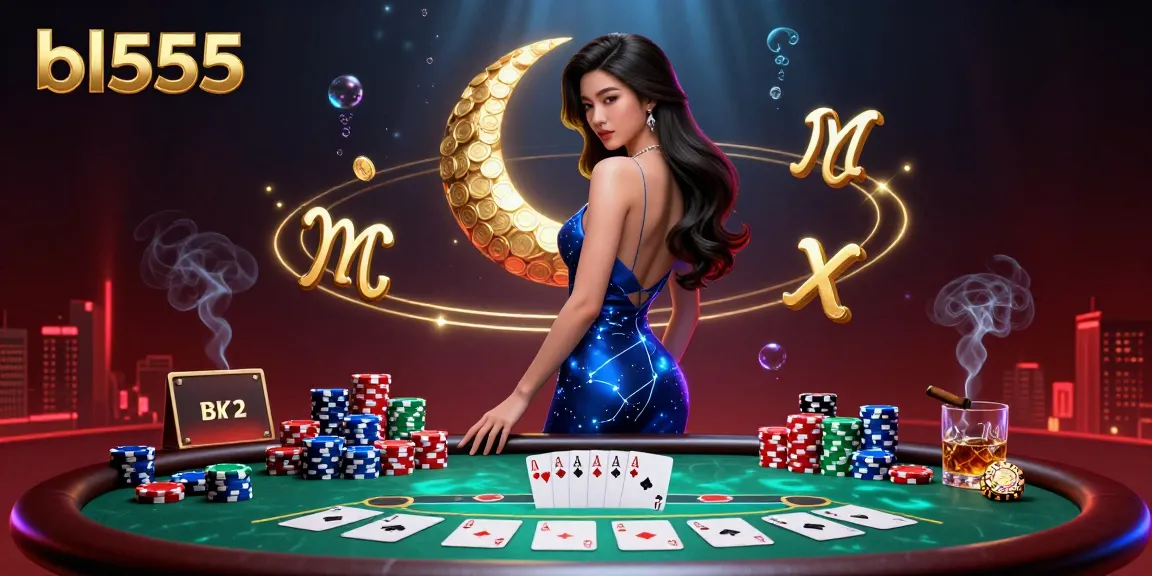 Experience the vibrant action of bl555 with dynamic poker elements and an elegant Asian woman in a casino scene.