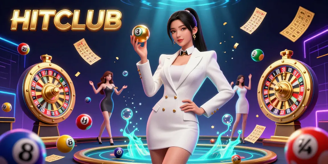 Experience HITCLUB's thrilling moment with a captivating roulette ball held by a stylish model amidst casino excitement.