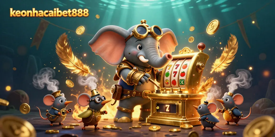 Engage with keonhacaibet888 through an immersive 3D casino scene showcasing vibrant slot gaming.