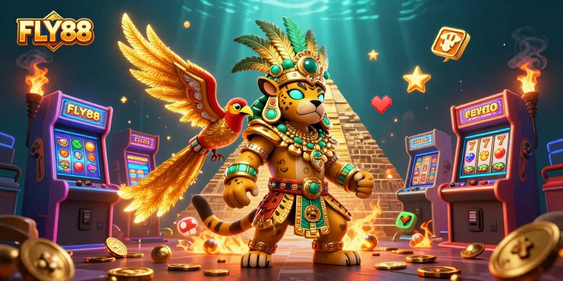 Engage with FLY88 by exploring vibrant 3D casino scenes filled with dynamic game elements and colorful characters.