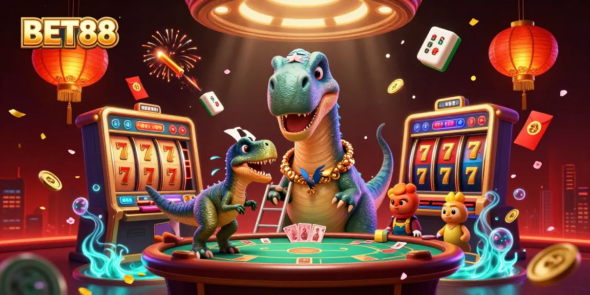 Experience the thrill of BET88 at a lively casino with a unique dinosaur-themed twist!