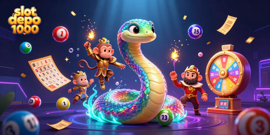 Engage in the excitement of slot depo 1000 with vibrant characters, colorful elements, and a dynamic atmosphere.