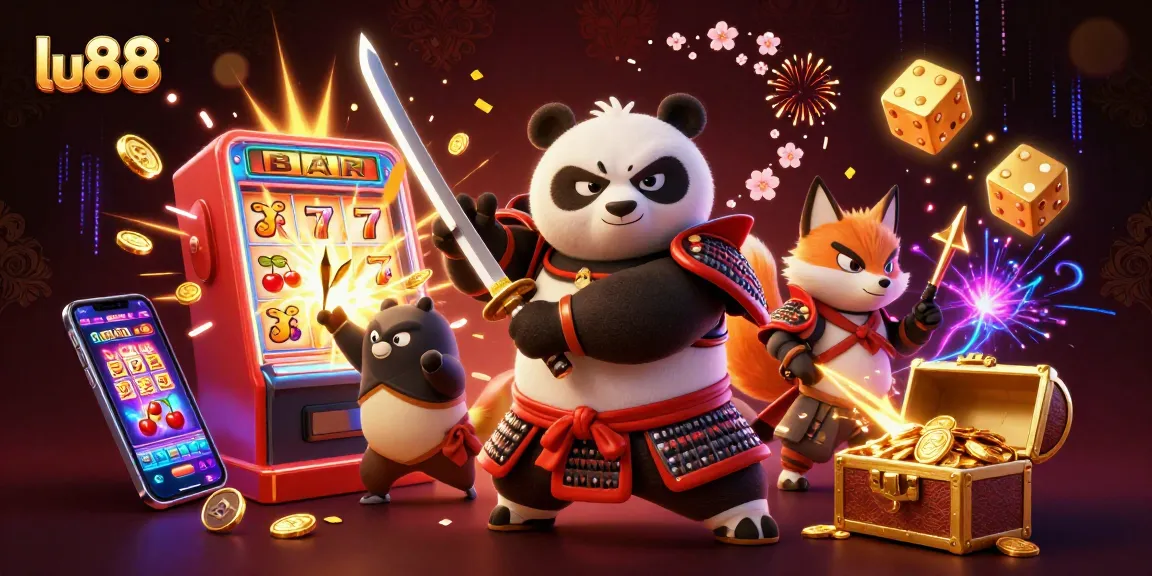 Experience the excitement of lu88 with a dynamic 3D casino scene featuring samurai and energetic gameplay elements.