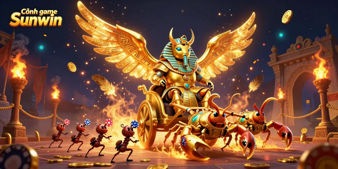 Cổng game Sunwin features a vibrant battle scene with characters and elements highlighting the excitement of online gaming.