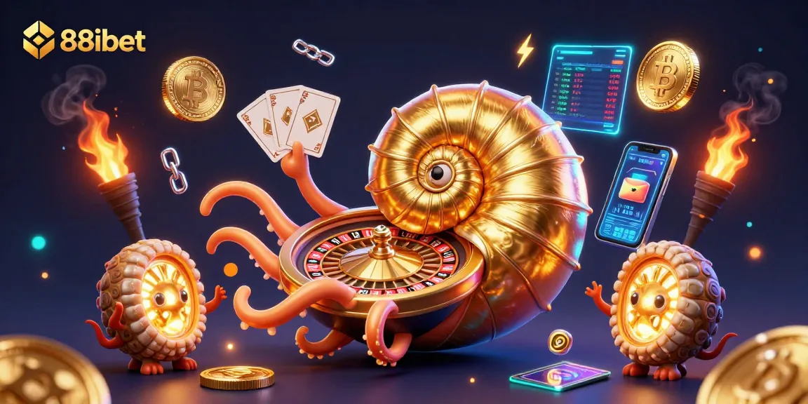 Play at 88ibet with a dynamic scene of ancient nautilus fortune and crypto elements.