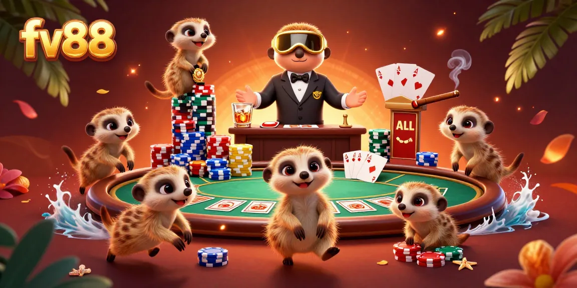 Engage with the thrilling world of fv88 as meerkats manage a dynamic casino scene full of excitement.