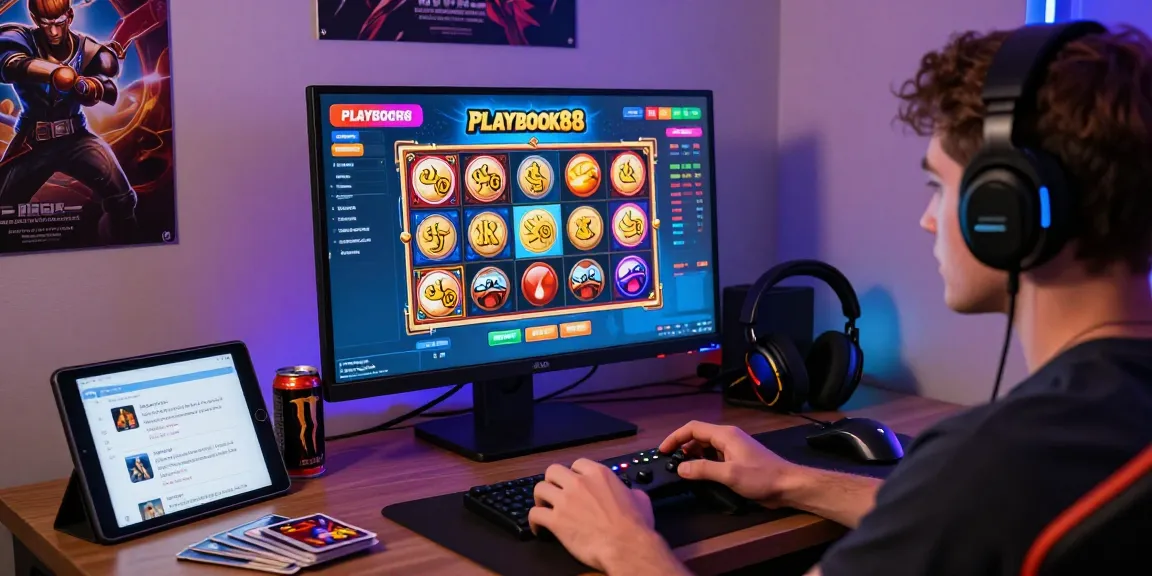 Exciting gaming scene displaying Playbook88 link on vibrant slot interface with immersive atmosphere.