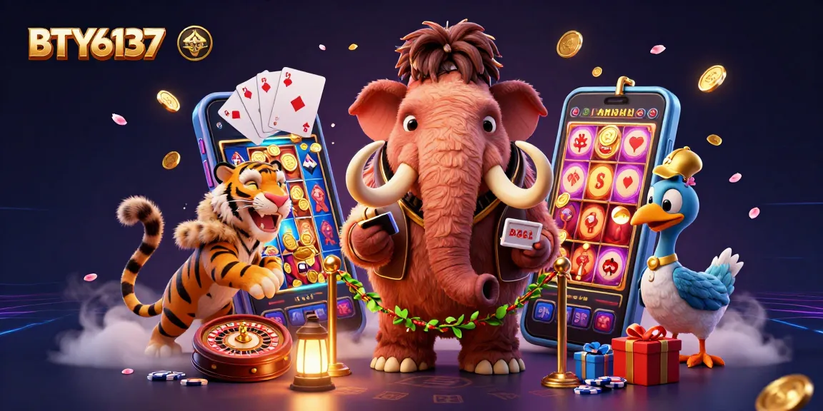 Experience BTY6137 with a vibrant scene of animated casino characters and gaming elements.